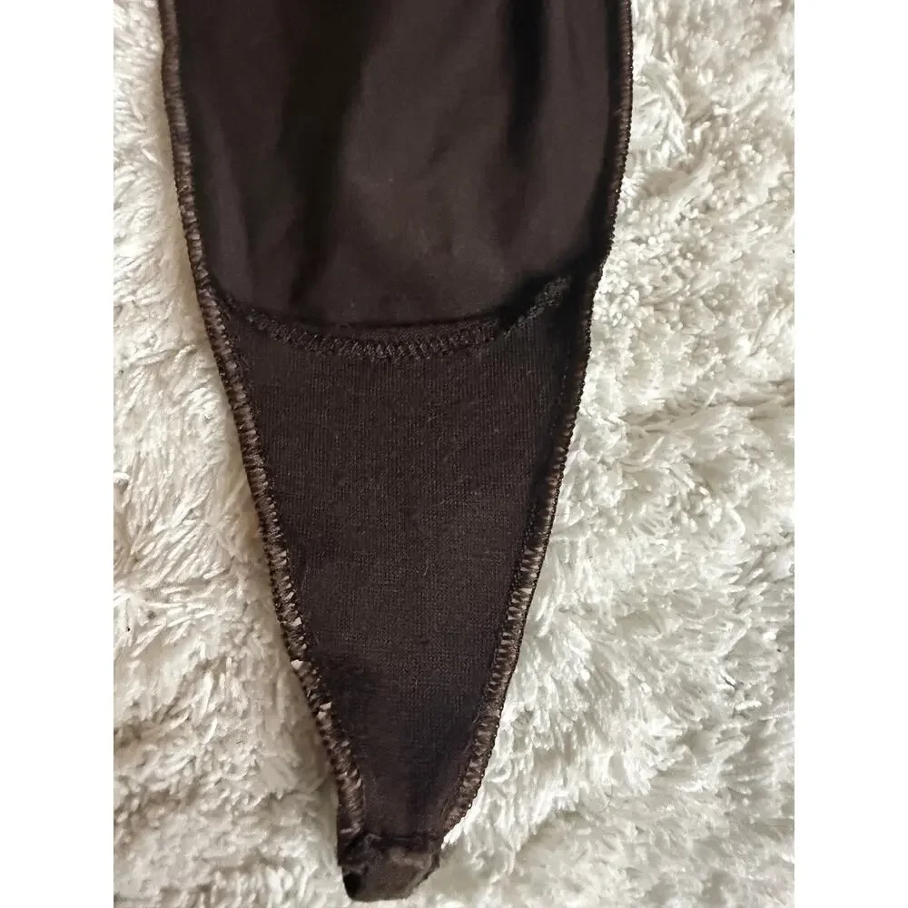 NWOT Apple Bottoms Intimates Brown Lace Back Low Rise String Thong Size L Rare